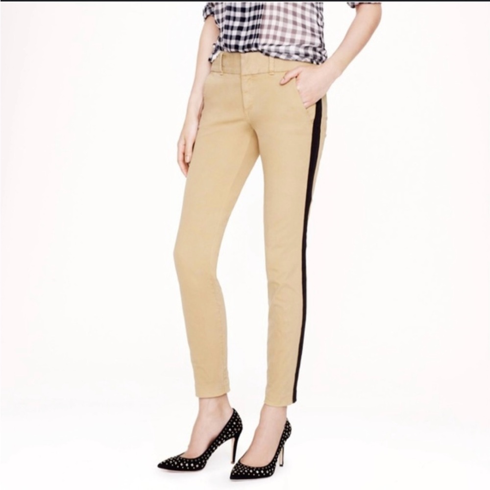 J. Crew Khaki Pants with Black Ribbon Stripe